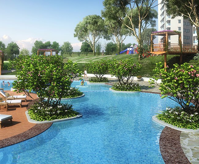 Outdoor pool with Jacuzzis, Apartments Projects in Rajajinagar