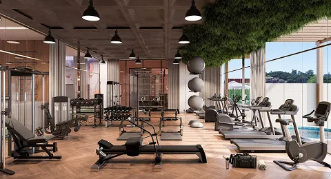 Gym or fitness center - Amenities in Apartments Gym or fitness center - Amenities in Apartments