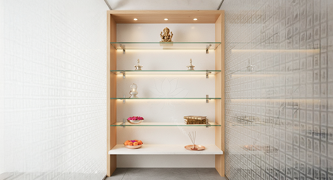 Modern Glass Shelving for Pooja Units | Best Design for Pooja Room Modern Glass Shelving for Pooja Units | Best Design for Pooja Room